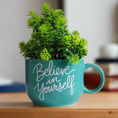 Beleaf  in Yourself | Ceramic Wall Planter | Table Accessory | Personalised Gift | Home Decor